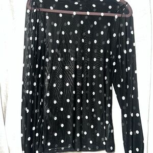 Black and White Polka Dot Sheer Women's Top